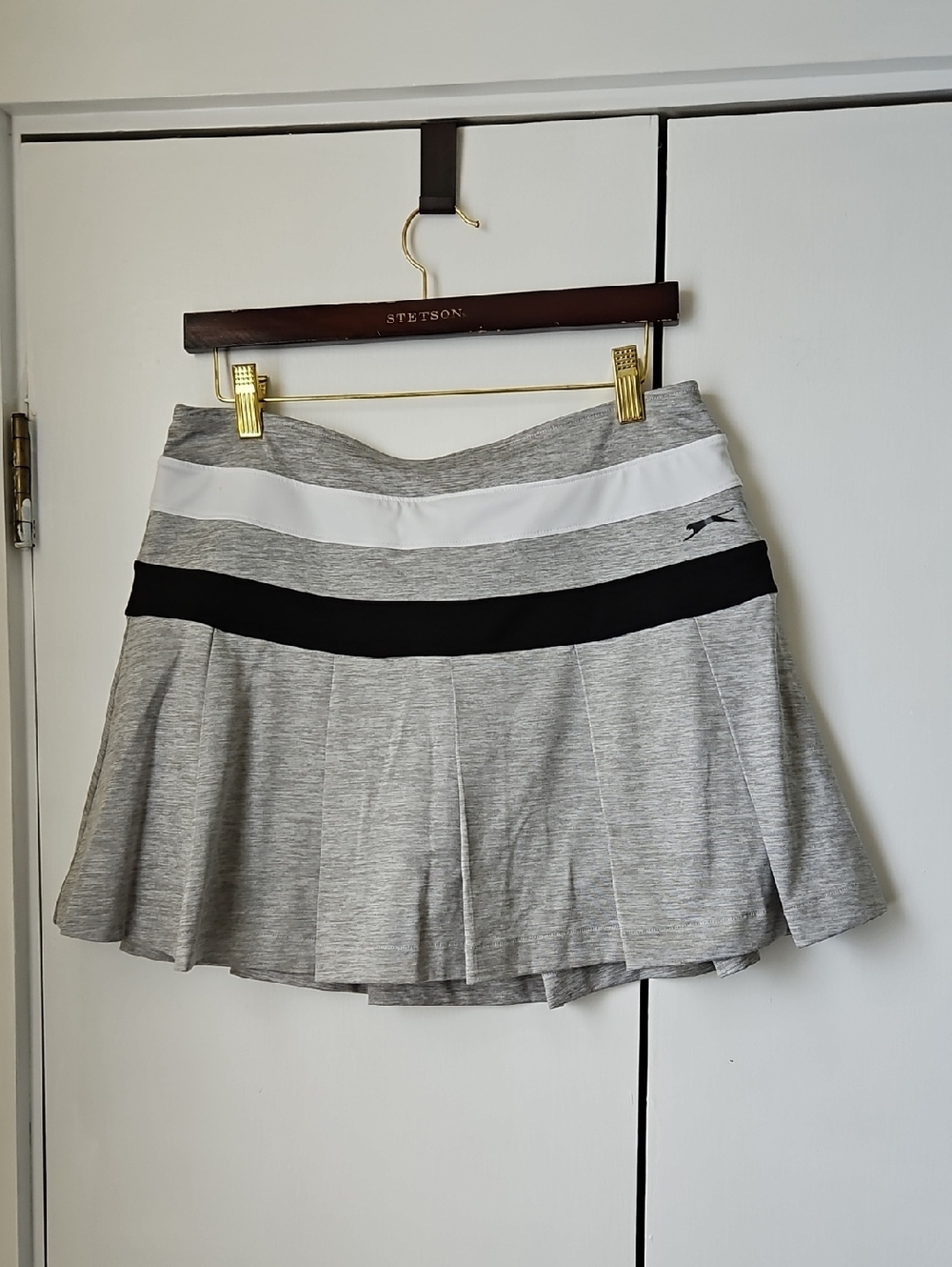 Slazenger Gray Skater Tennis Skirt with Black and White Stripes
